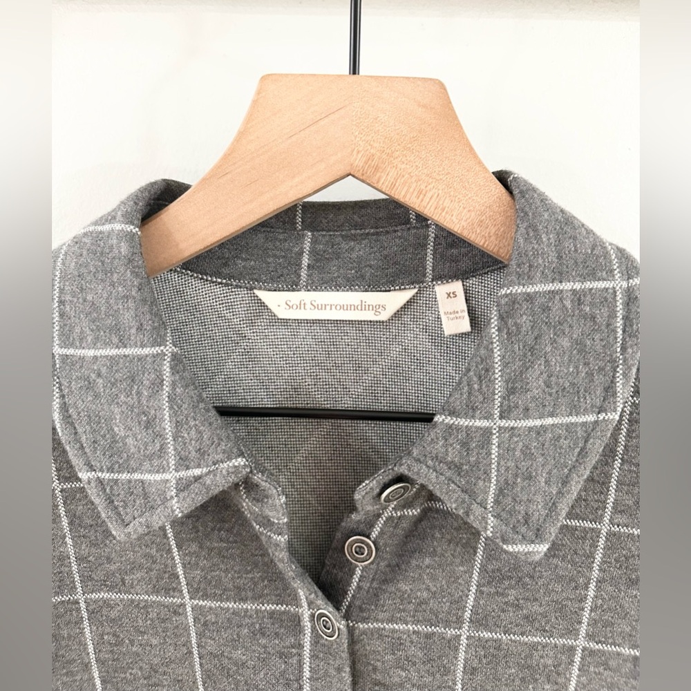 Soft Surroundings Button Front Windowpane Tunic G… - image 3